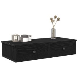 Wall Shelf with Drawers Black 80x31x17 cm Engineered Wood
