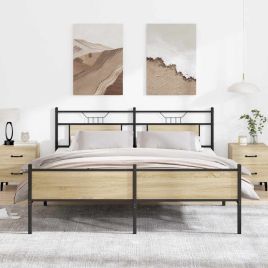Metal Bedframe Sonoma Oak 160x200cm
