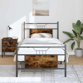 Bedframe Smoked Oak 90x190cm Single Engineered Wood