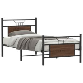 Bedframe Brown Oak 90x190cm Single Engineered Wood