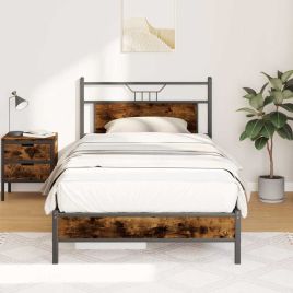 Bedframe Smoked Oak 107x203cm Engineered Wood