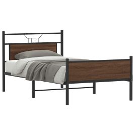 Bedframe Brown Oak 100x200cm Engineered Wood