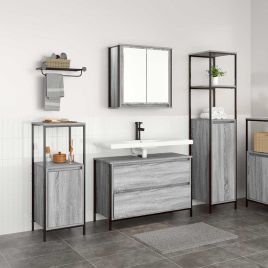 3 Piece Bathroom Furniture Set Grey Sonoma Engineered Wood