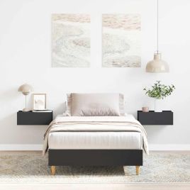 Bedframe Black 90x190cm Single Engineered Wood