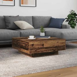 Coffee Table with LED Lights Old Wood 80x80x31 cm