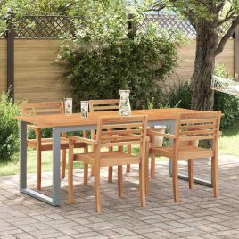 HAPARK Garden Dining Table 160x80x75 cm Acacia Wooden - Grey