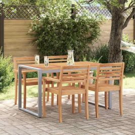 HAPARK Garden Dining Table 140x80x75 cm Acacia Wooden - Grey