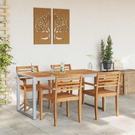 HAPARK Garden Dining Table 160x80x75 cm Acacia Wooden - Grey