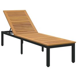 HAPARK Sun lounger Reclining 200x55x35 cm Acacia Wooden - Black