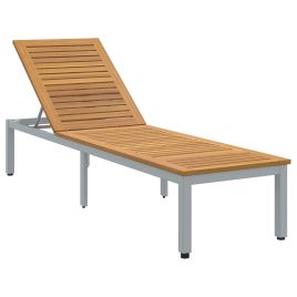HAPARK Sun lounger Reclining 200x55x35 cm Acacia Wooden - Grey