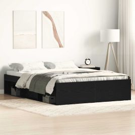 Bedframe Black Oak 135x190cm Engineered Wood