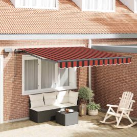 ENSVALE Retractable Awning Manual and brown 300x250 cm Fabric - Orange