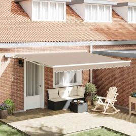 Manual Retractable Awning with LED Beige 400x300 cm