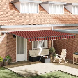 MOCOUR Retractable Awning Manual and brown 450x300 cm Fabric - Orange