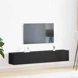 2 Piece TV Cabinet Set Black Engineered Wood