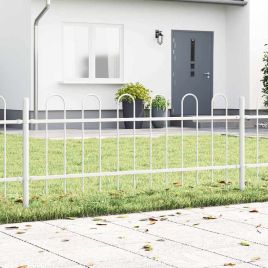 Garden Fence with Hoop Top White 5.1x0.6 m Steel