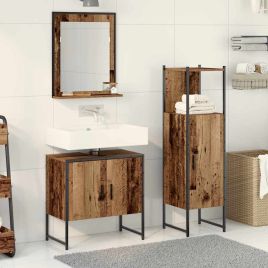 3 Piece Bathroom Cabinet Set Old Wood Engineered Wood