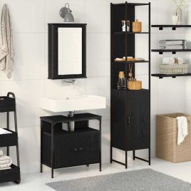 3 Piece Bathroom Furniture Set in Black Oak - Engineered Wood