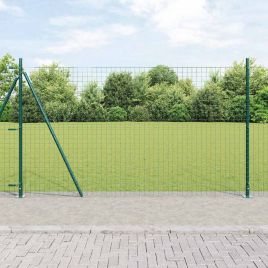 Fence Posts with Base Plates 7 pcs Diameter 32mm 83,5cm Galvanised Steel