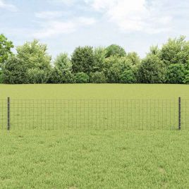 Fence Posts 5 pcs U-Channel Grey 40 cm Steel