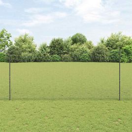 Welded Wire Fence with 10 U Posts Grey 1.4x10 m Steel