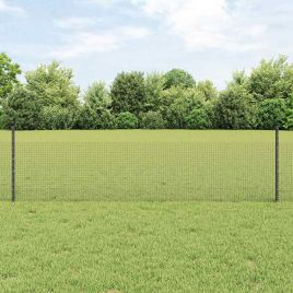 Garden Fence Set Set of 2 Grey Galvanized Steel 25 x 0.5 m roll