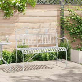 NEMVALE Garden Bench Antique 103.5x59x89 cm Steel - White
