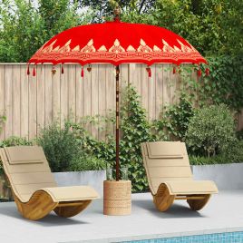 WAHMERE Balinese Parasol 215x215x260 cm Cotton and Wood - Red