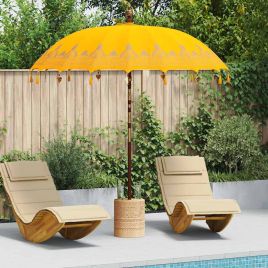 WAHMERE Balinese Parasol 215x215x260 cm Cotton and Wood - Yellow
