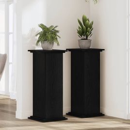 ELIVALE Plant Stand 33x33x80 cm Wooden - Black Oak