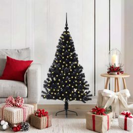BRIWIN Artificial Pre-lit Christmas Tree Black 120 cm PVC