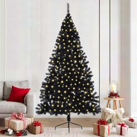 BRIWIN Artificial Pre-lit Christmas Tree Black 210 cm PVC