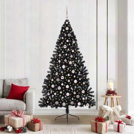 BRIWIN Artificial Pre-lit Christmas Tree Black 210 cm PVC