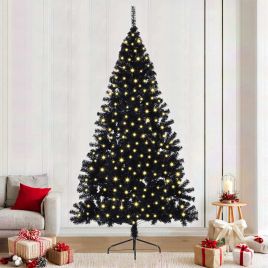 BRIWIN Artificial Pre-lit Christmas Tree Black 240 cm PVC