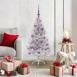 BRIWIN Artificial Pre-lit Christmas Tree Silver 120 cm PET
