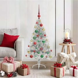 BRIWIN Artificial Pre-lit Christmas Tree Silver 120 cm PET