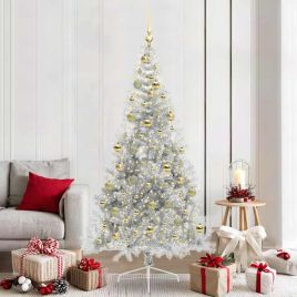 COZZIE Artificial Pre-lit Christmas Tree Silver 210 cm PET