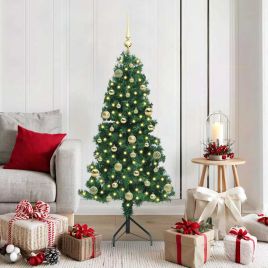 COZZIE Corner Artificial Christmas Tree Green 150 cm PVC and Metal