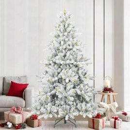 ELSERA Artificial Hinged Christmas Tree with 300 LEDs 240 cm PVC
