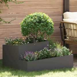 DASCOVE Garden Planter 80x80x50 cm Cold-rolled Steel - Black
