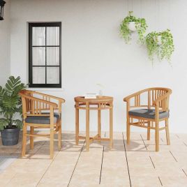 PAULOFT Chair with Cushion 2 pcs 63x58x89 cm Solid Teak Wood - Brown