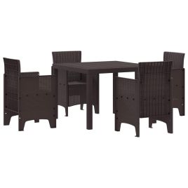 ORHEAT Garden Dining Set 5 pcs Polypropylene - Brown