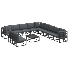 PRCOVE Garden Sofa Set with Cushion 12 pcs Aluminium - Black