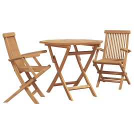 LIALOFT Garden Dining Set 3 pcs Solid Acacia Wood - Brown