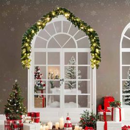 NIVROA Christmas Garland with 600 LEDs 2 pcs Green PVC
