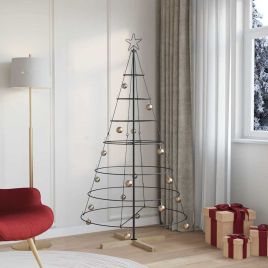 FLIXNOR Christmas Cone Tree with Stand Black 180 cm Steel