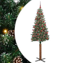 EMBERLY Slim Christmas Tree with 300 LEDs Green and White 180 cm