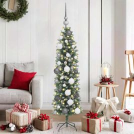 EMVER Artificial Slim Christmas Tree with 150 LEDs Green 120 cm