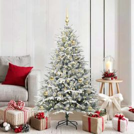 COSMER Artificial Pre-lit Christmas Tree with Ball Set Green 150 cm