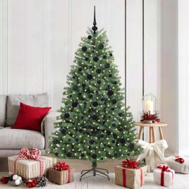 FELWIN Artificial Hinged Christmas Tree Green 180 cm PVC and Metal